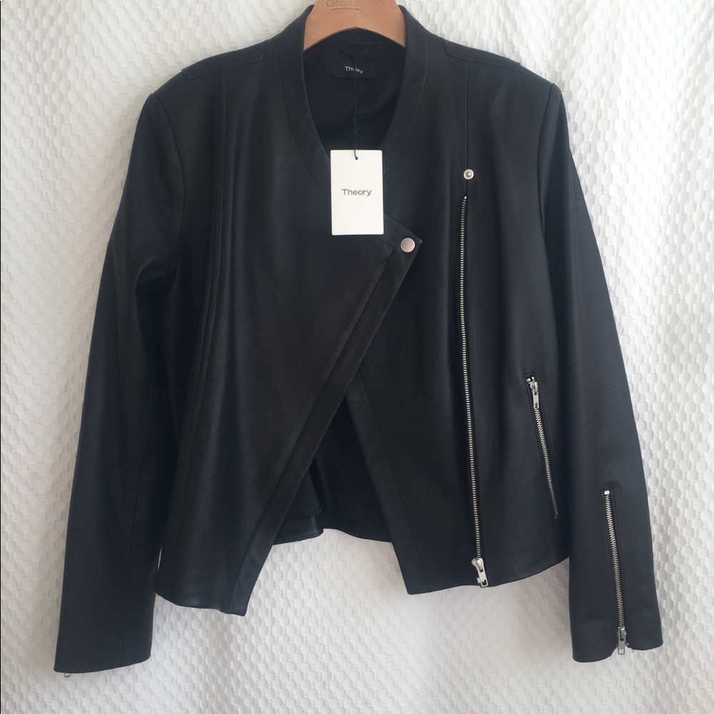 THEORY— Phelan R black leather jacket